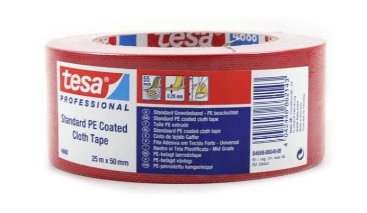 Cinta Americana Rojo Standard PE Coated Cloth 04688 25mx50mm Tesa